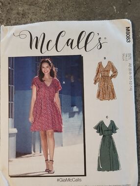 2/$10 McCall's #M8083 Women's V-Neck Dress Pattern